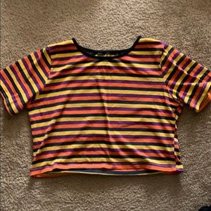 a crop top with stripes shirt.